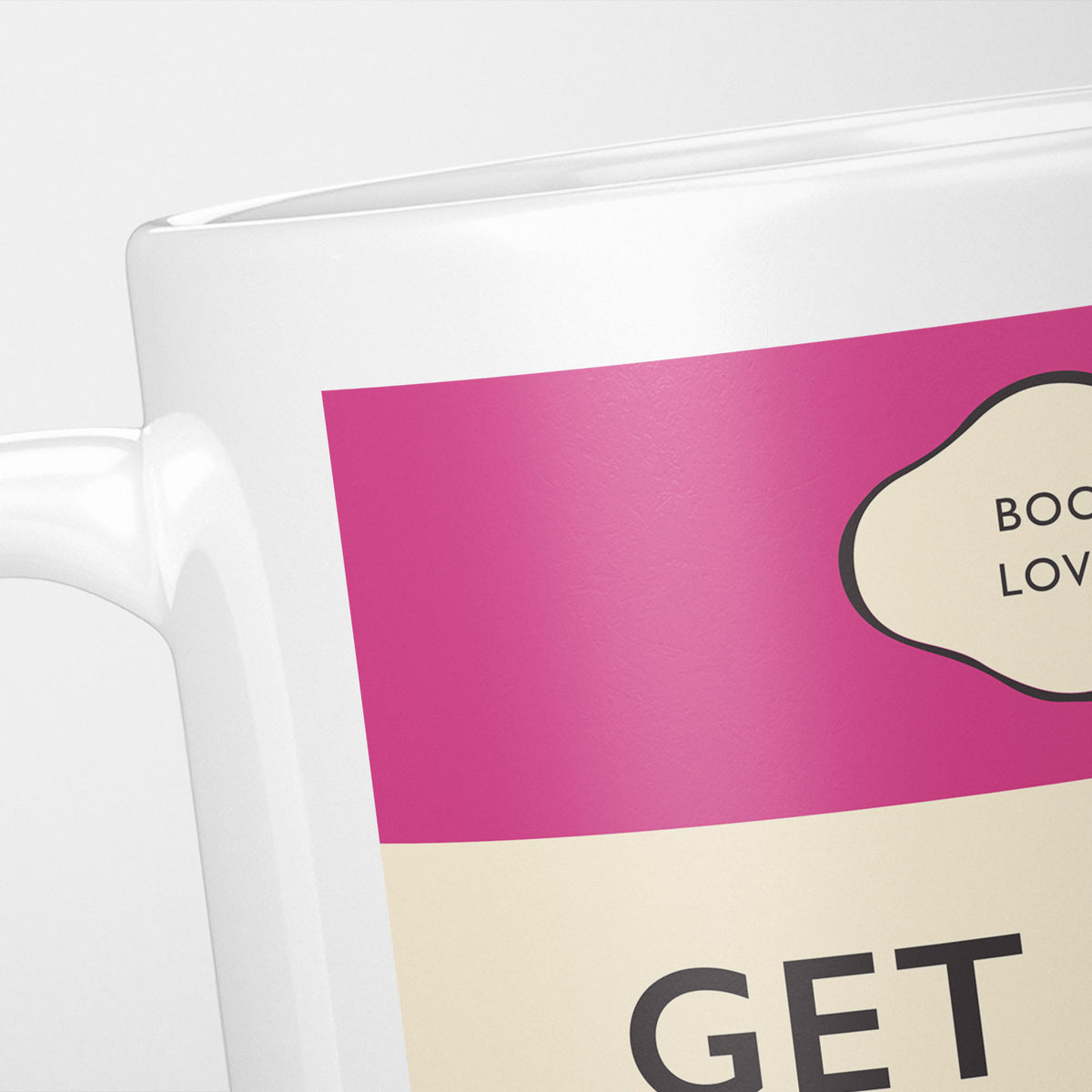 Close crop of the Get Lost in Books jacket, the magenta band above the cream panel reading 'Get Lost'