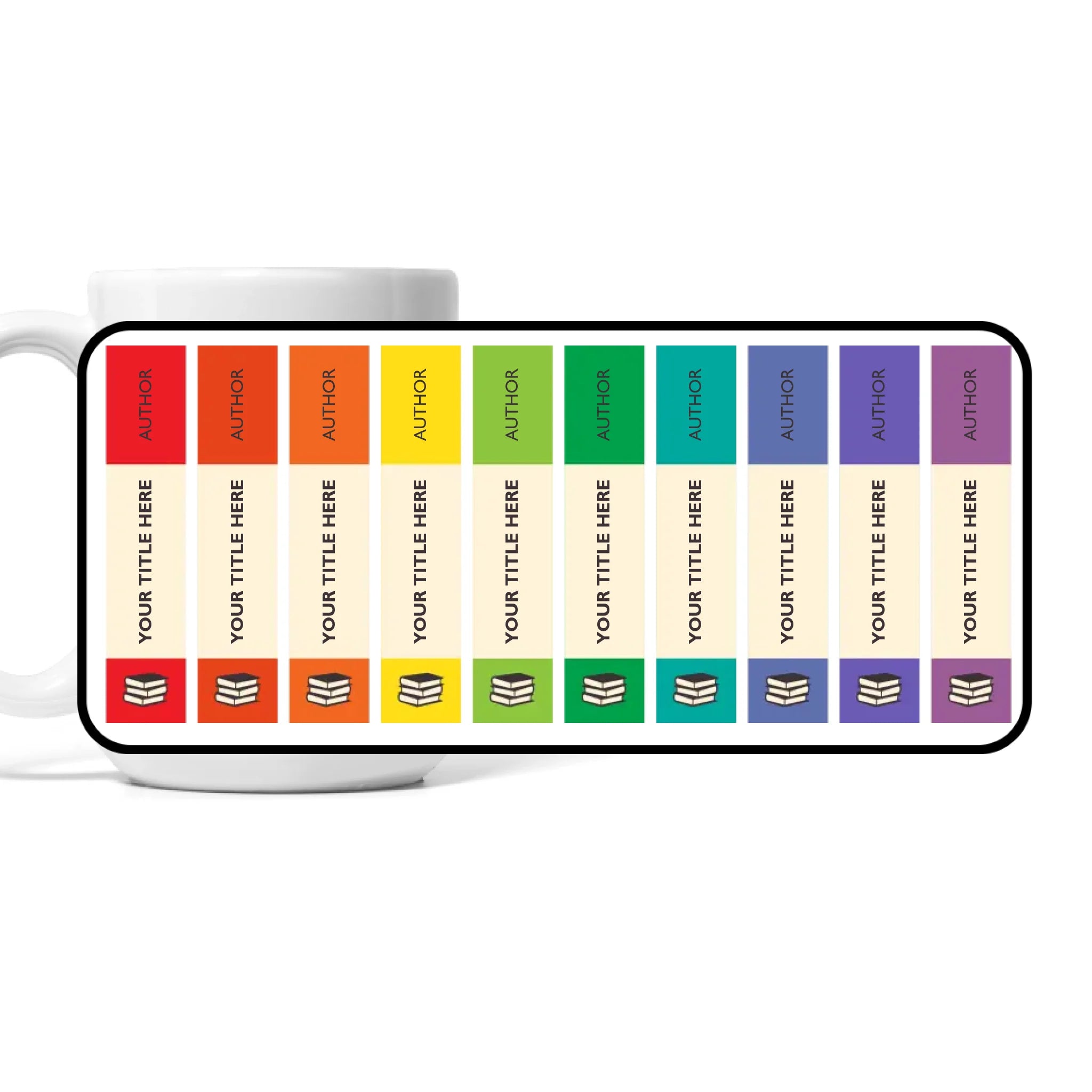 Personalised Rainbow Book Covers Mug Mug White 15oz