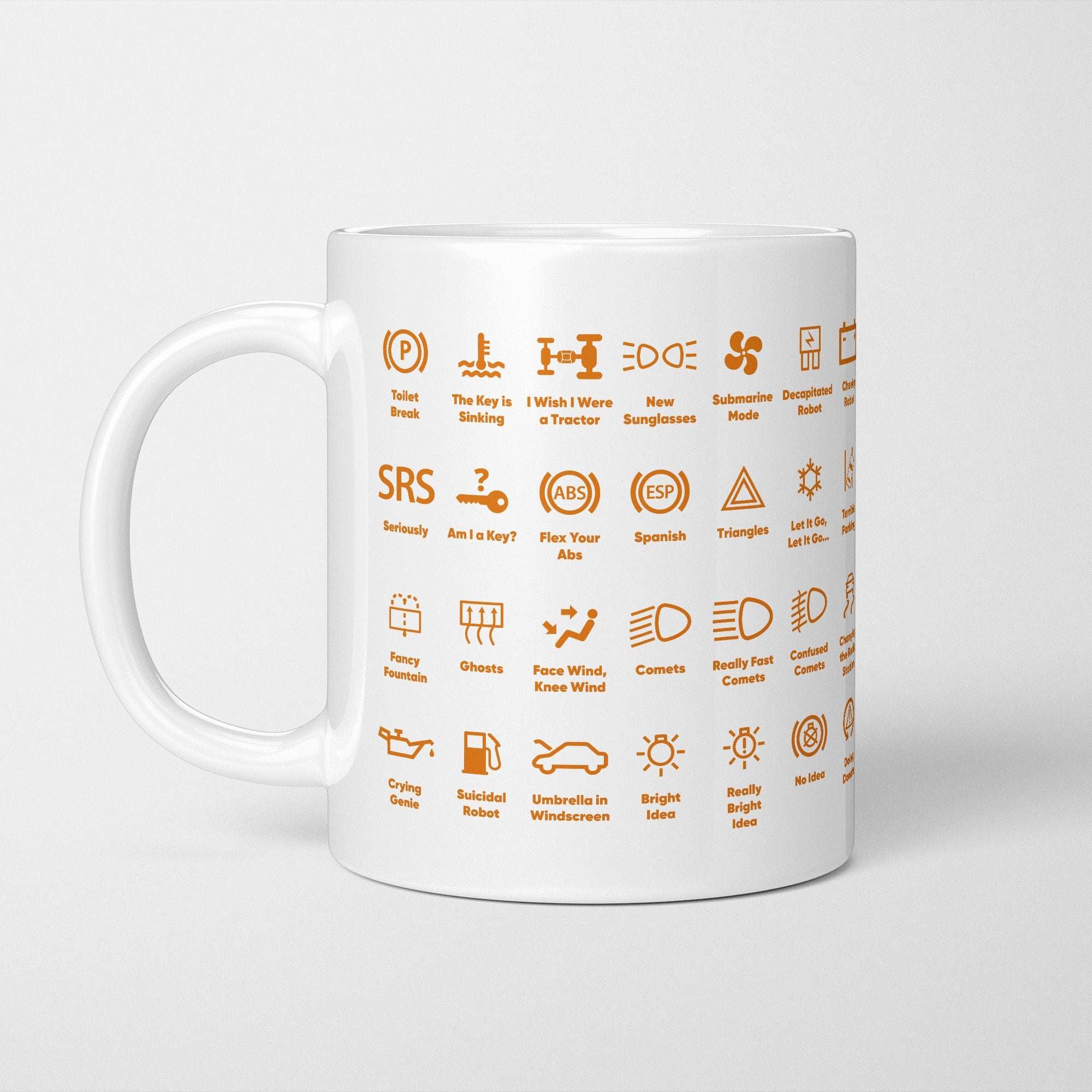 Funny Dash Icons Warning Lights Motoring Mug