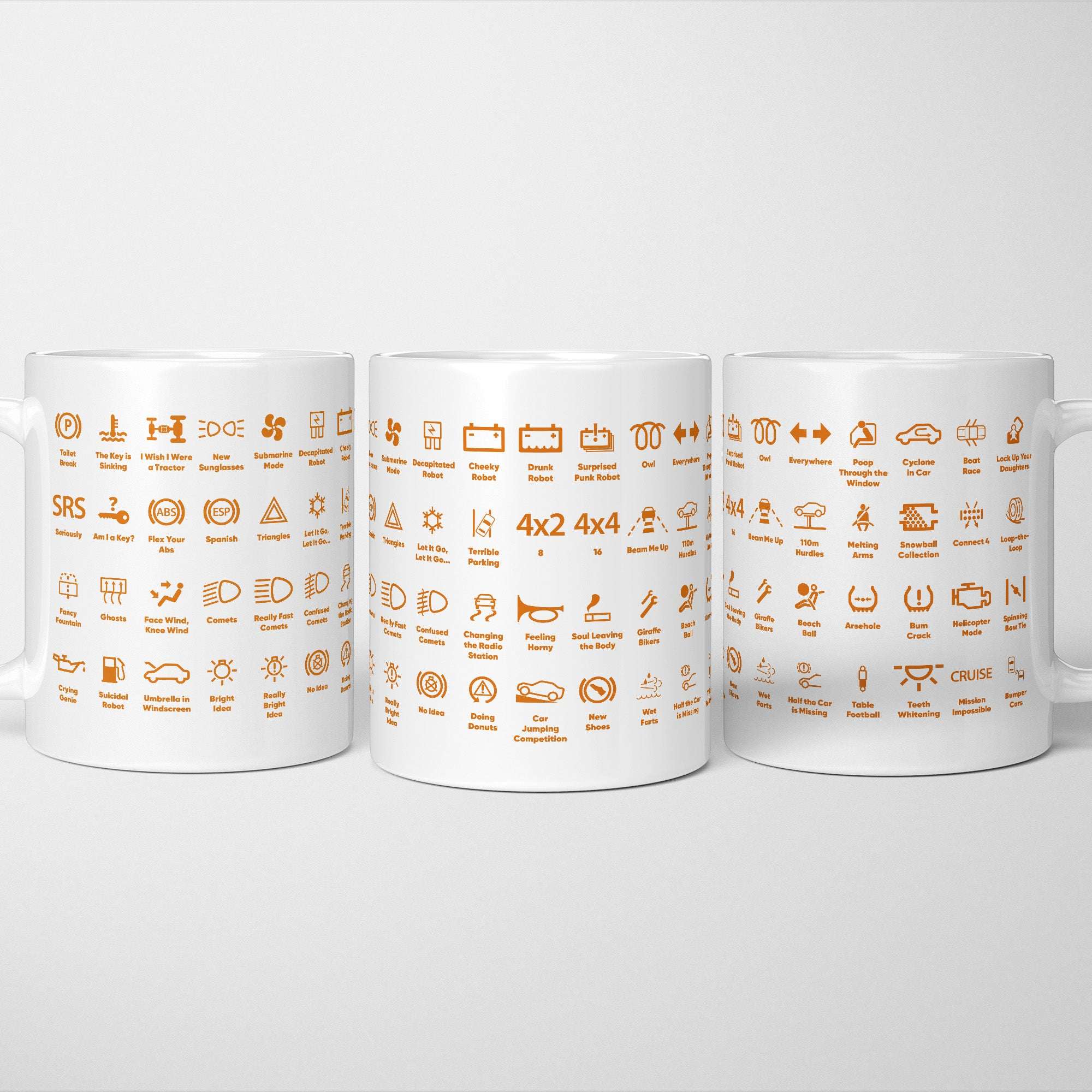 Funny Dash Icons Warning Lights Motoring Mug