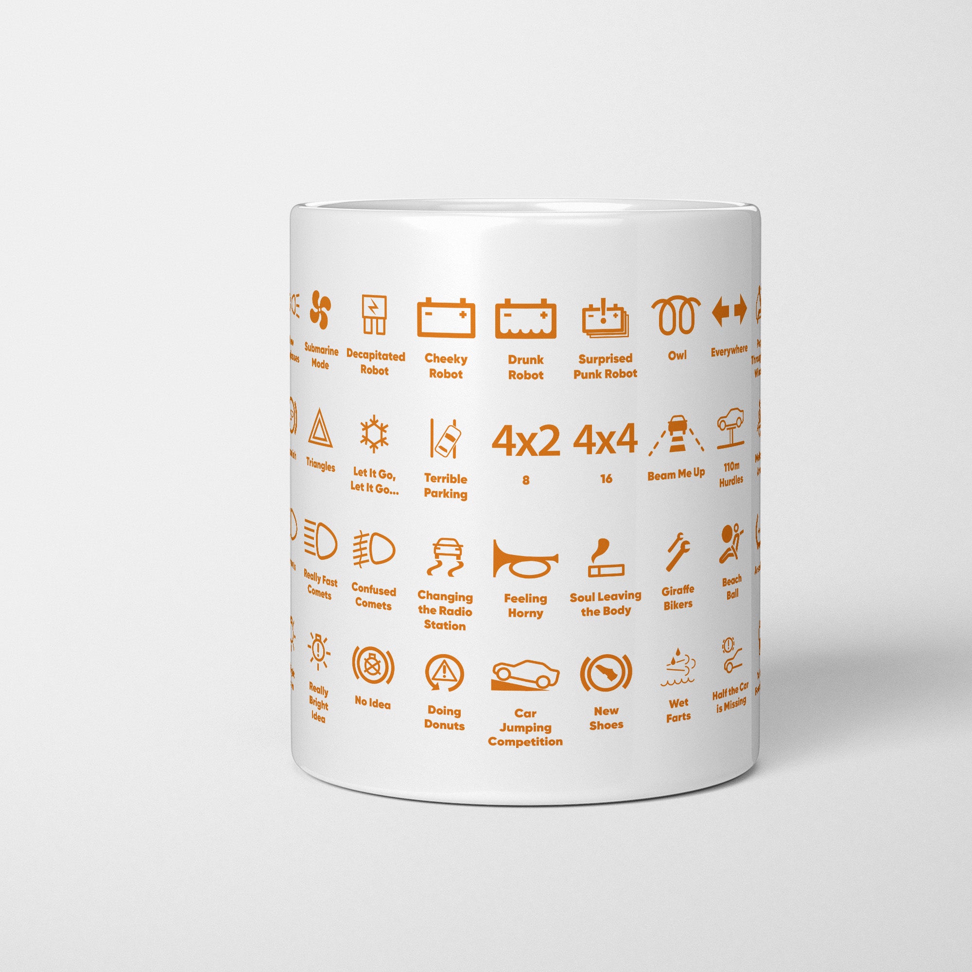 Funny Dash Icons Warning Lights Motoring Mug