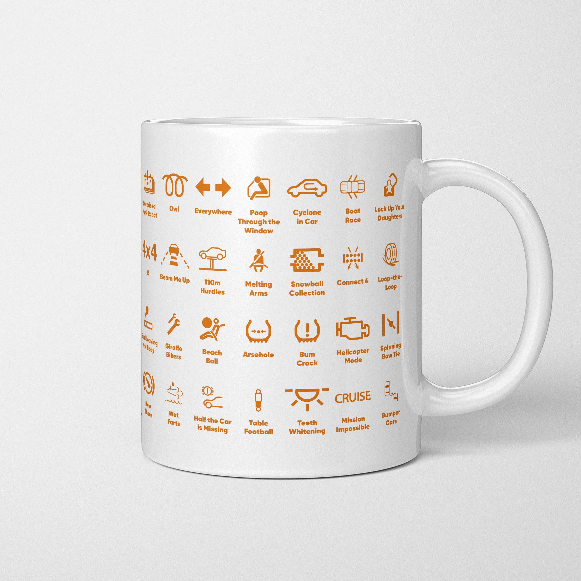 Funny Dash Icons Warning Lights Motoring Mug