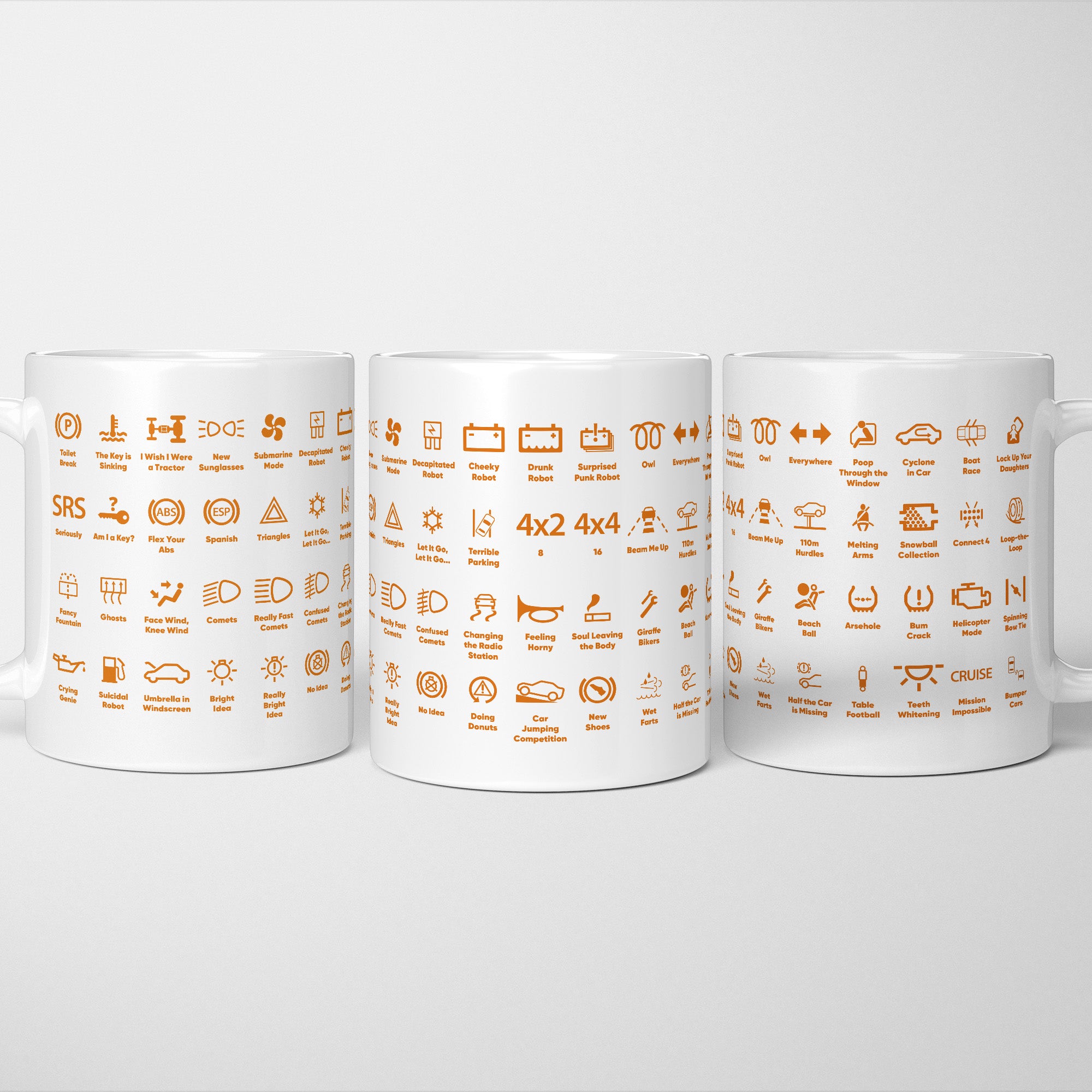 Funny Dash Icons Warning Lights Motoring Mug