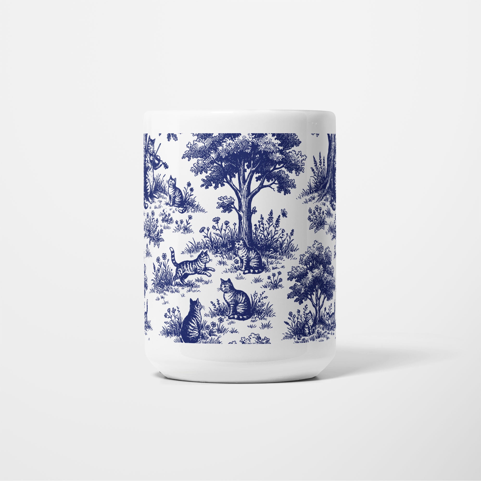 Cat Toile de Jouy 15oz Mug - CENTRE