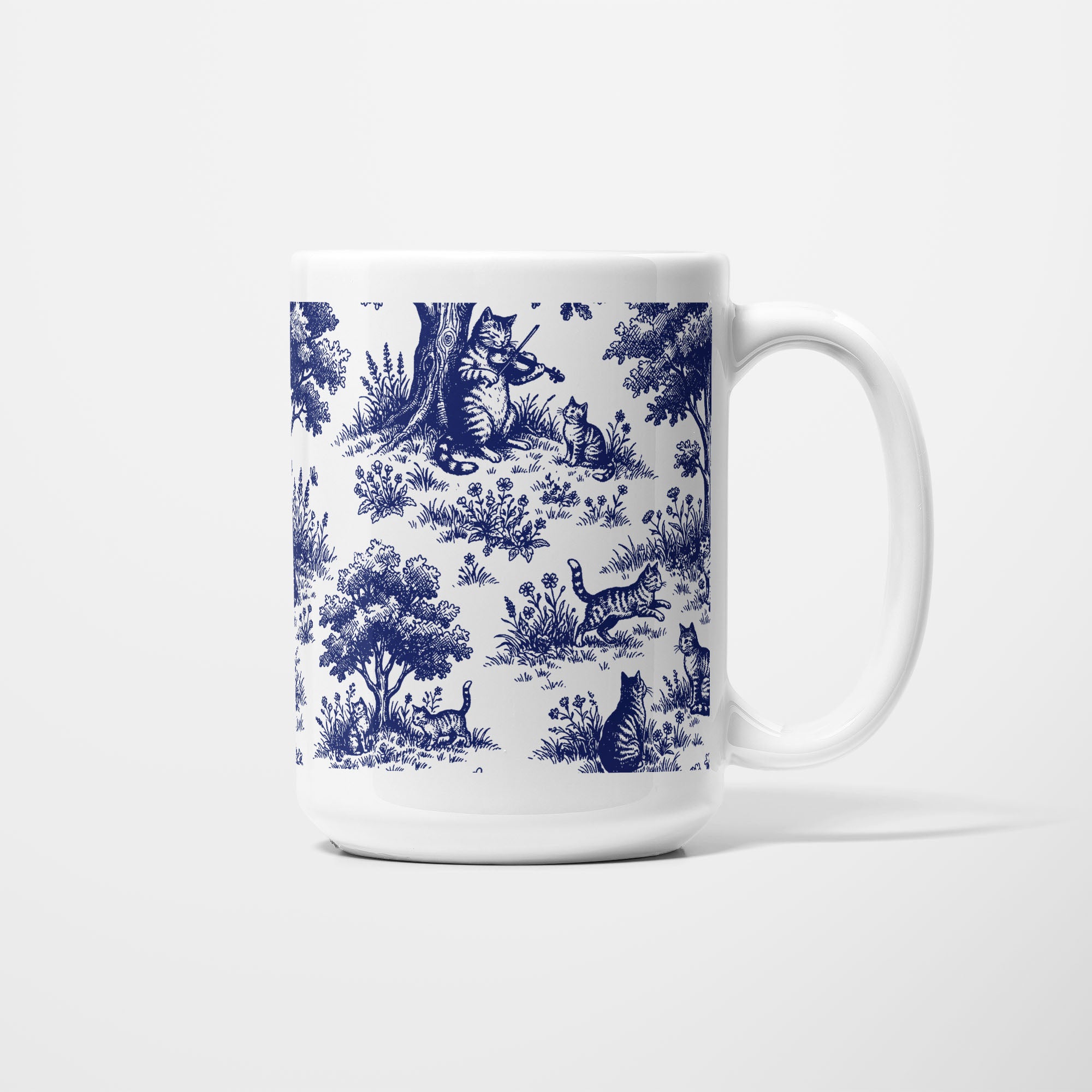 Cat Toile de Jouy 15oz Mug - RIGHT