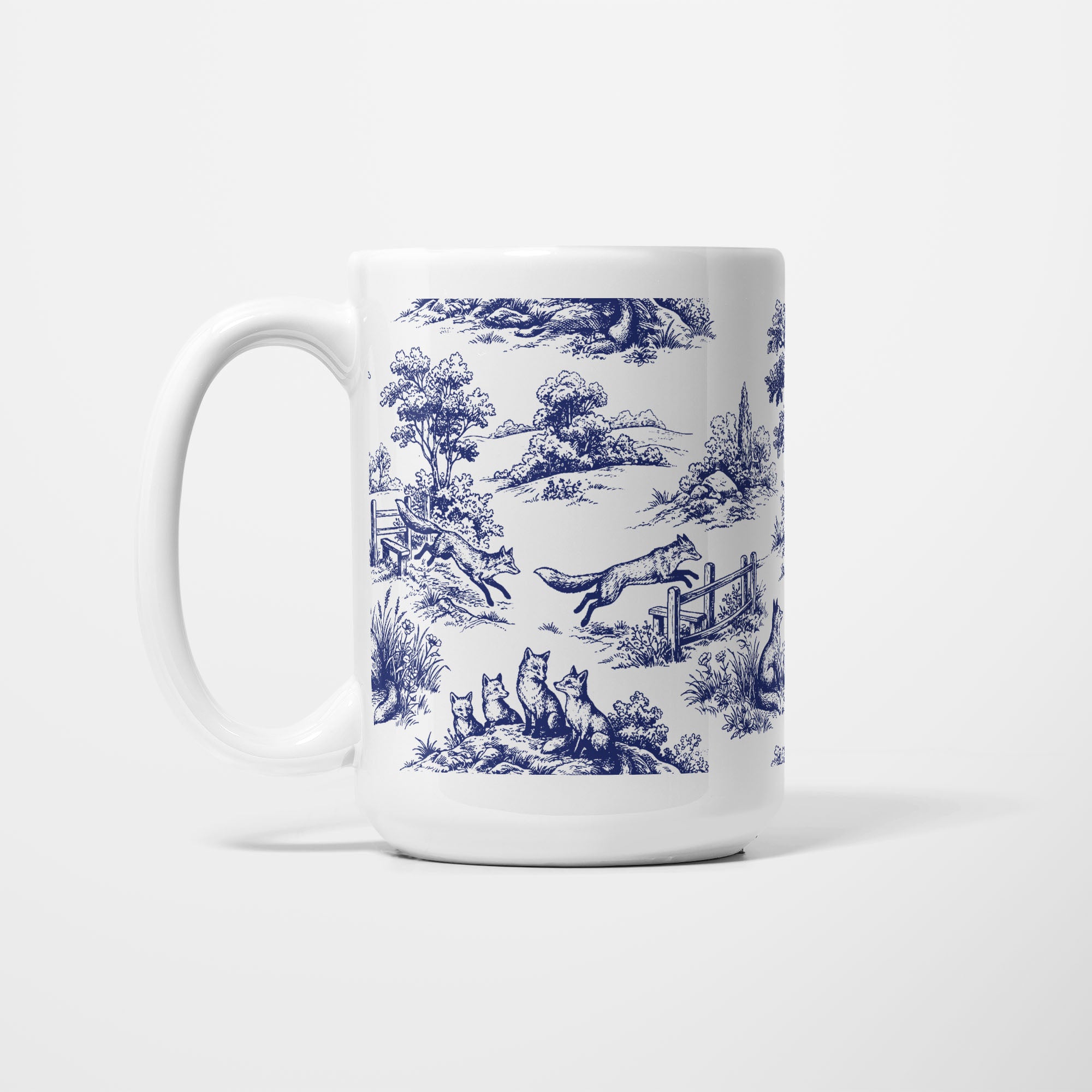 Fox Toile de Jouy 15oz Mug - LEFT