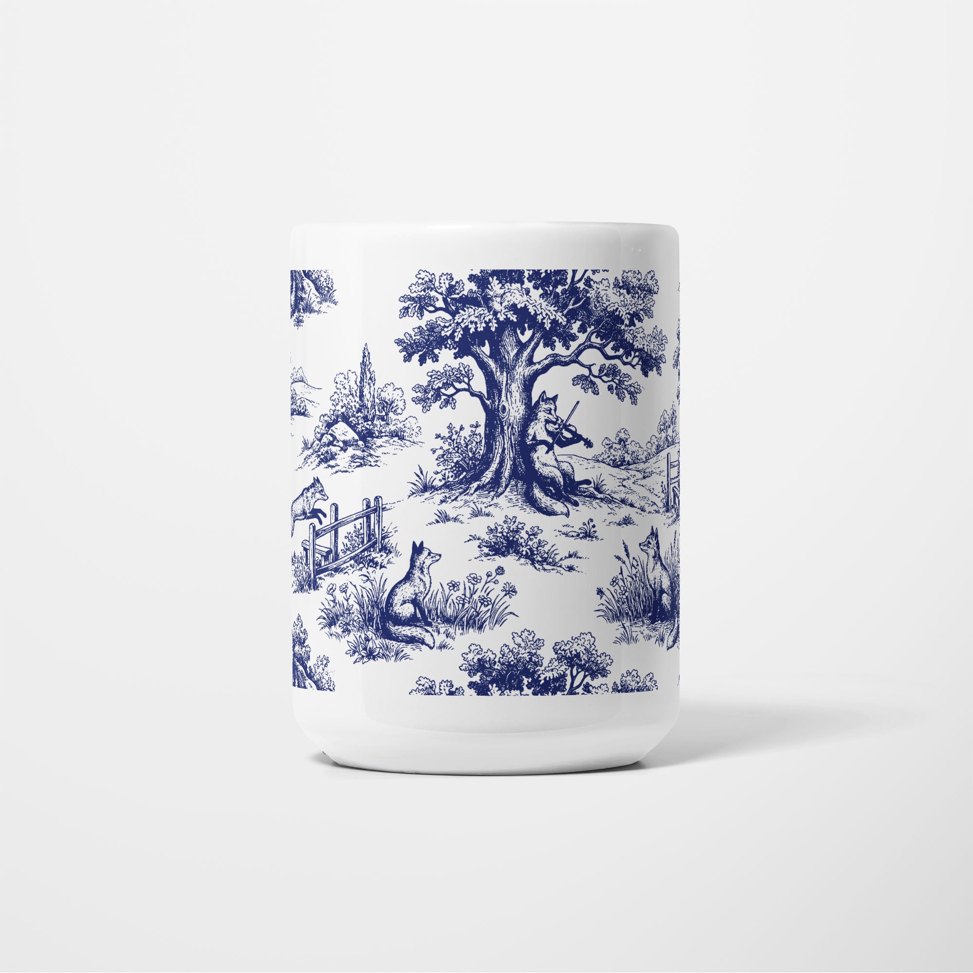 Fox Toile de Jouy 15oz Mug - CENTRE