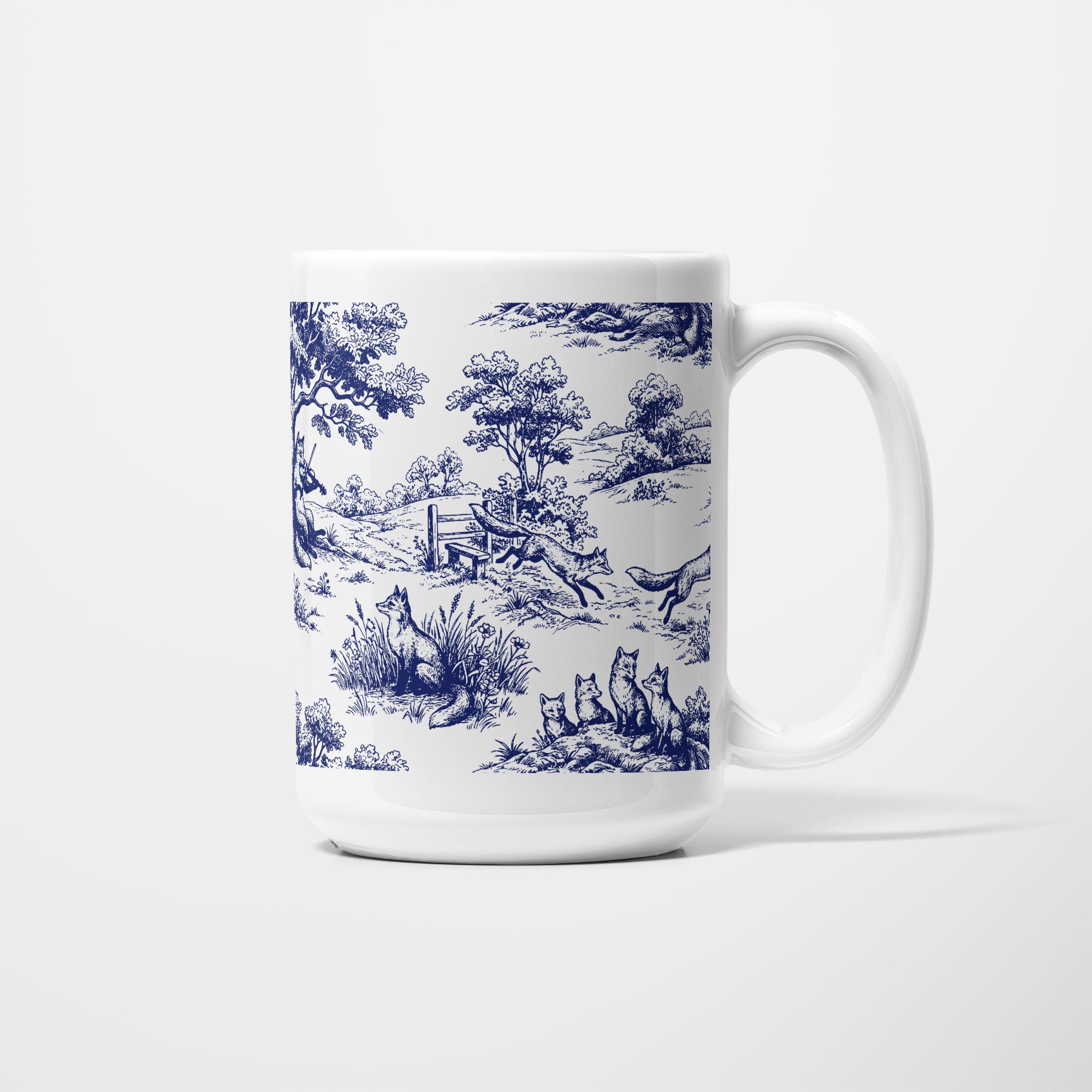 Fox Toile de Jouy 15oz Mug - RIGHT