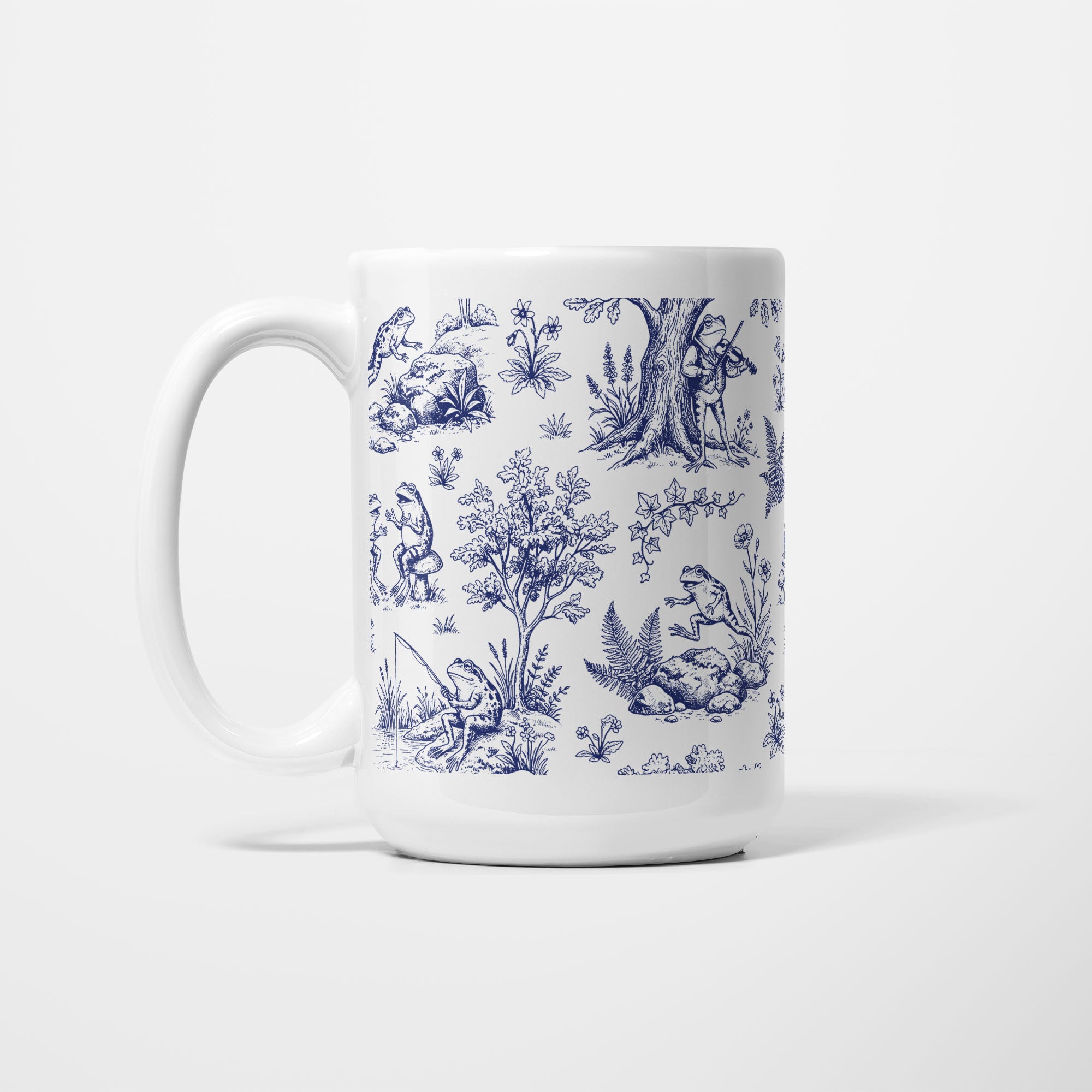 Frog Toile de Jouy 15oz Mug - LEFT