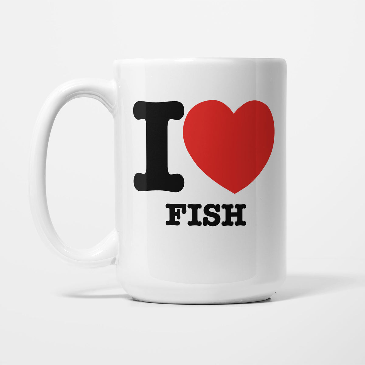 I Love Fish printed on a white 15oz/425ml mug