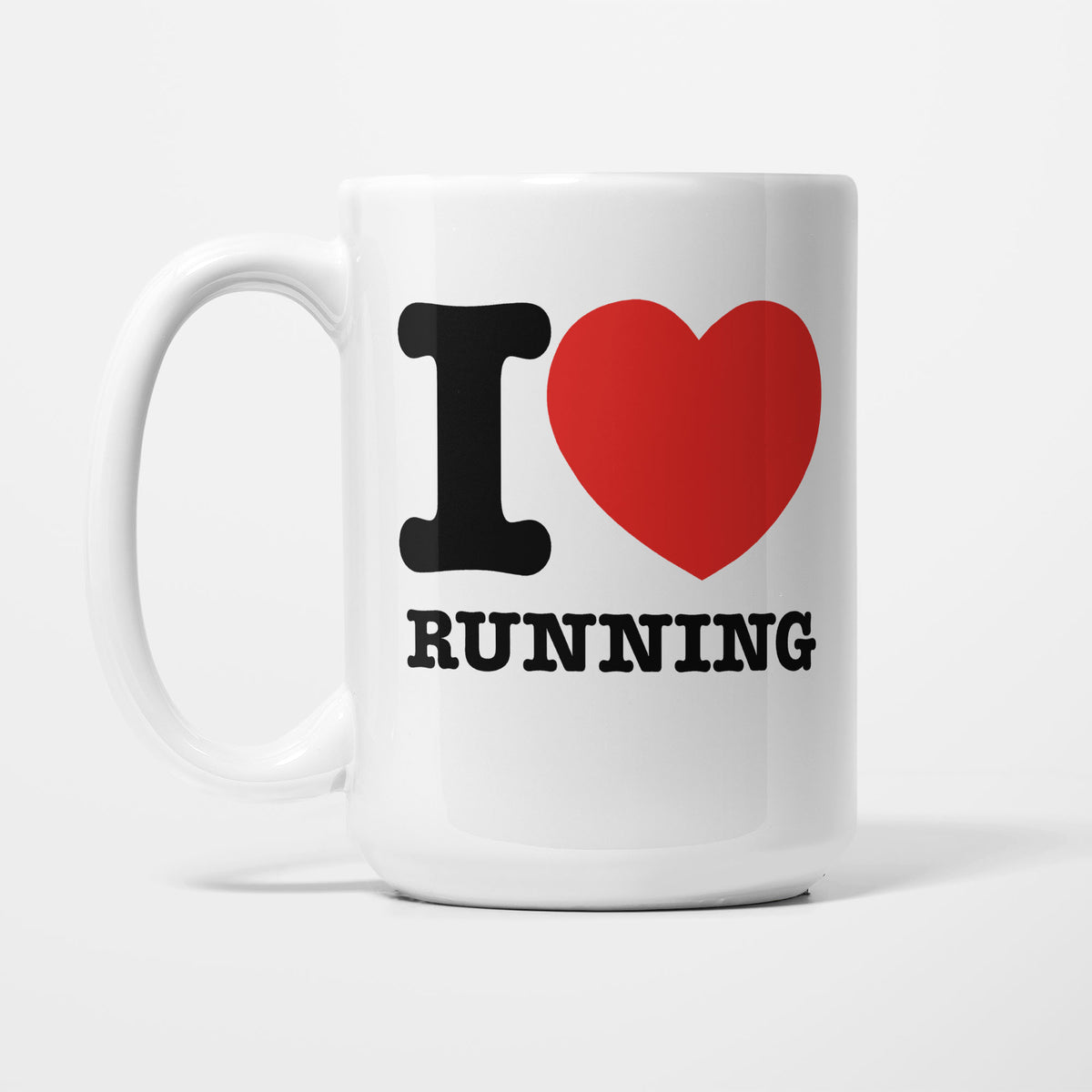 I Love Running printed on a white 15oz/425ml mug