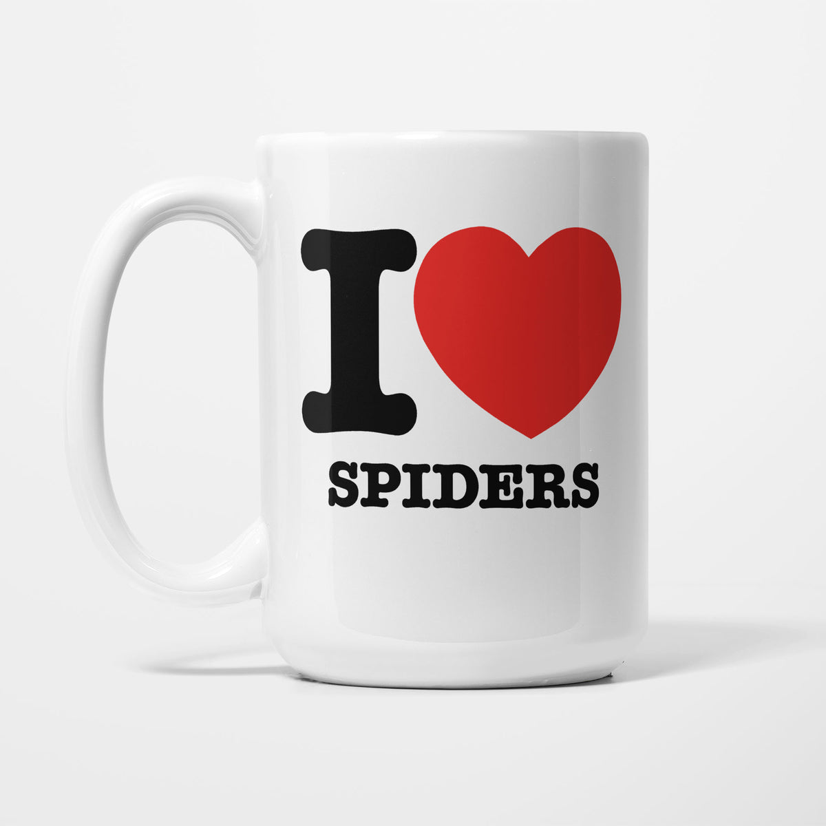 I Love Spiders printed on a white 15oz/425ml mug