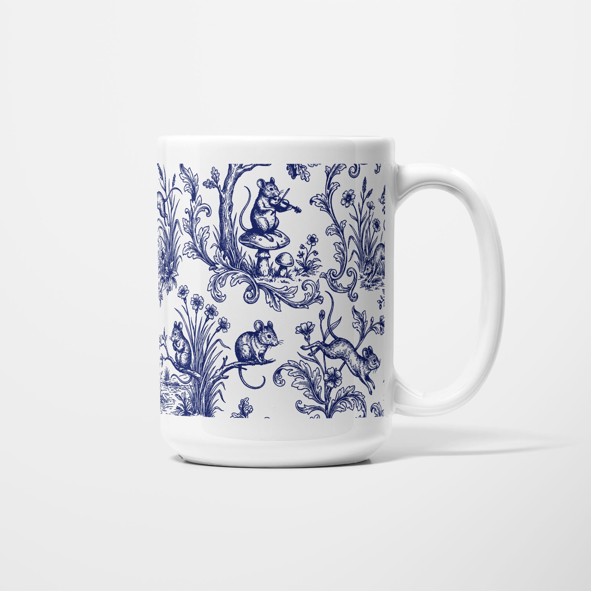 Mouse Toile de Jouy 15oz Mug - RIGHT