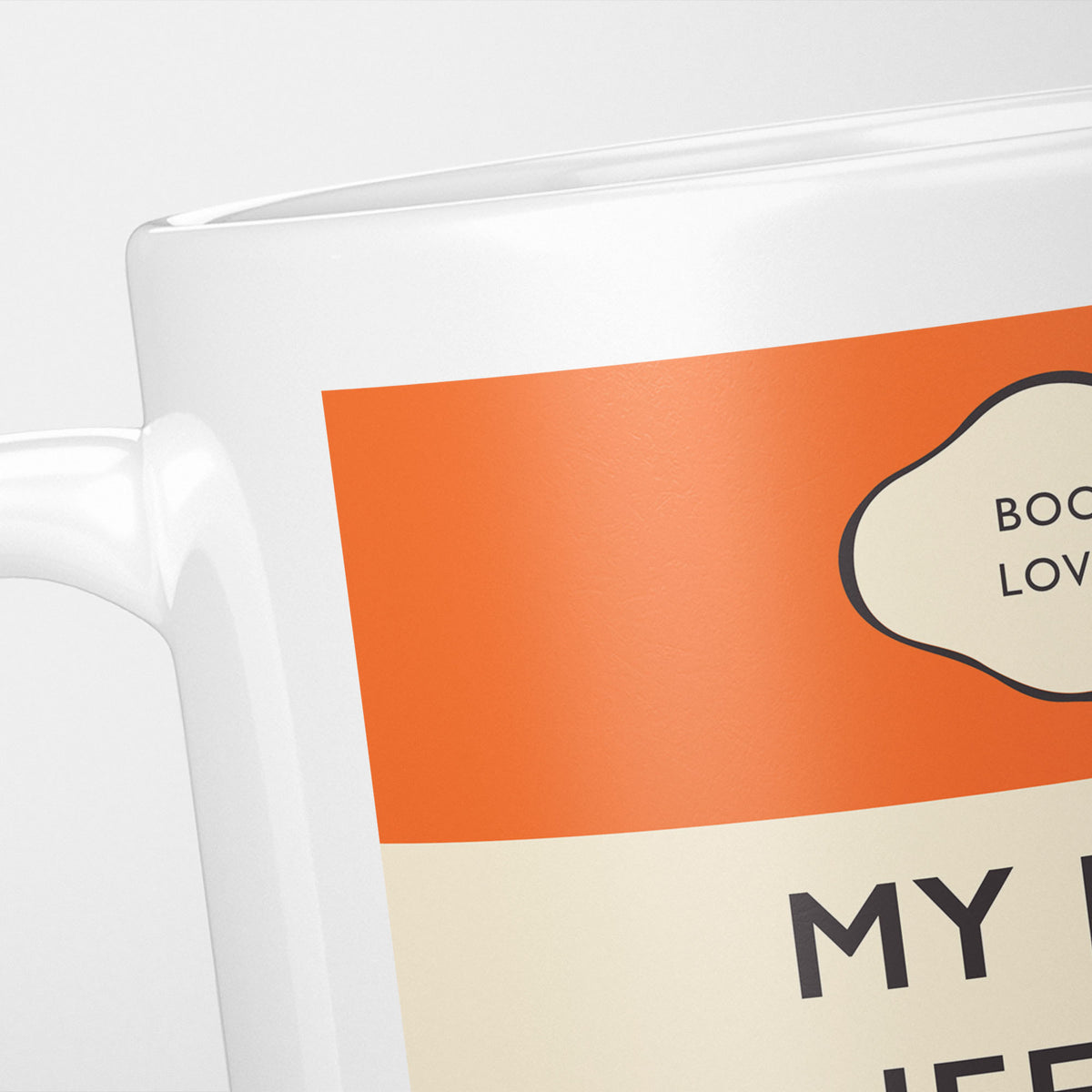 Close crop of the My Man Jeeves jacket, the orange band above the cream title panel, the lettering running off the frame