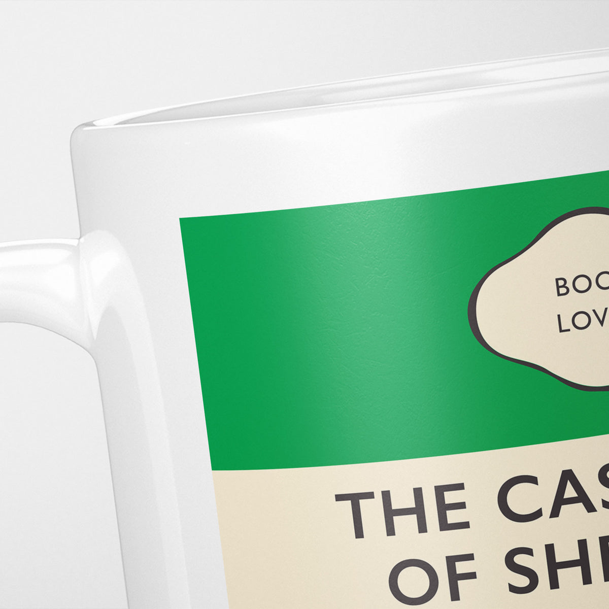 Close crop of the Case-Book of Sherlock Holmes jacket, the green band above the cream title panel, the lettering running off the frame