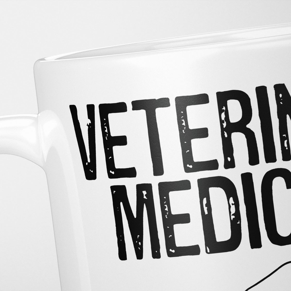 Close crop of the Veterinary Medicine mug, the heading 'Veterin… Medic…' in heavy black type
