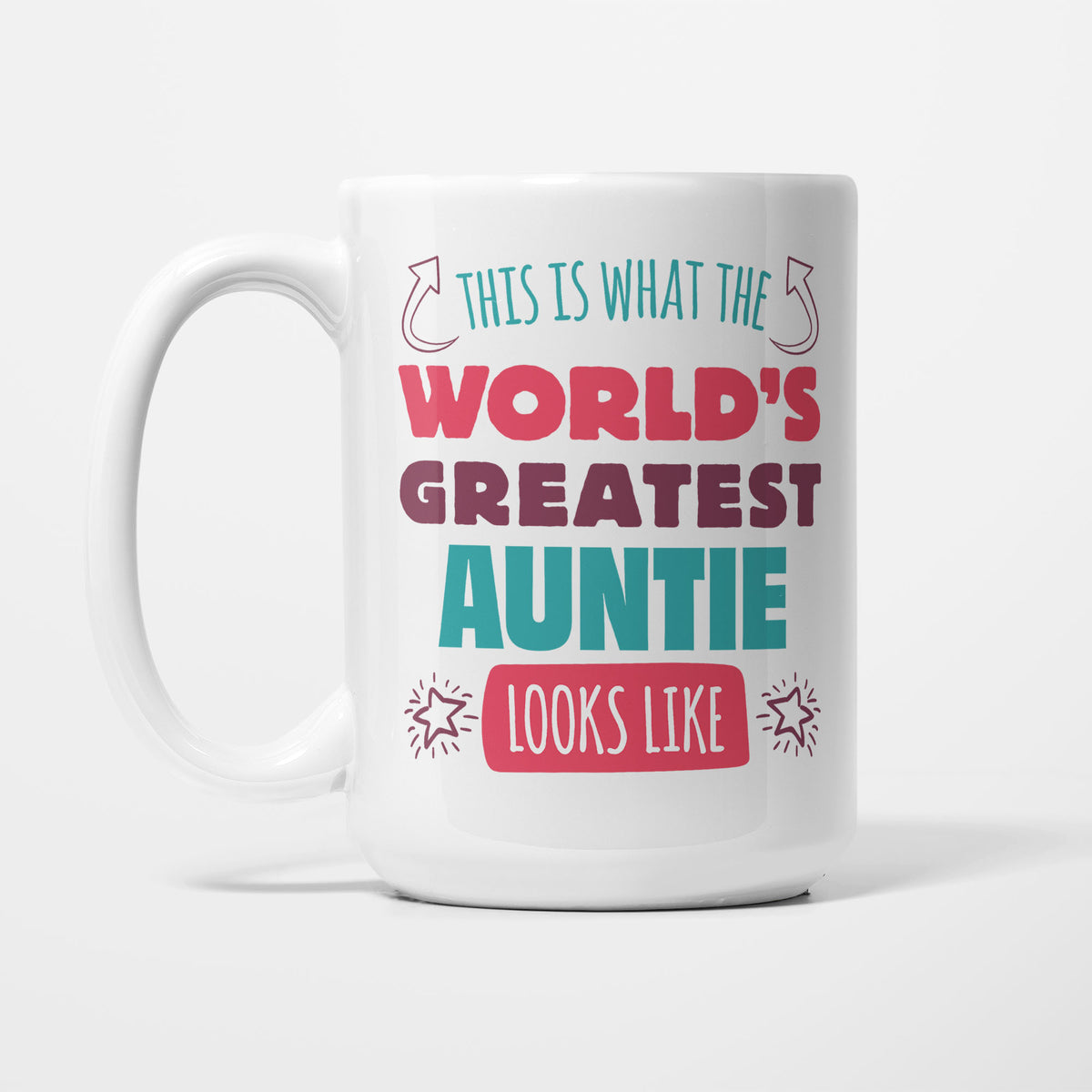 World's Greatest Auntie printed on a white 15oz/425ml mug