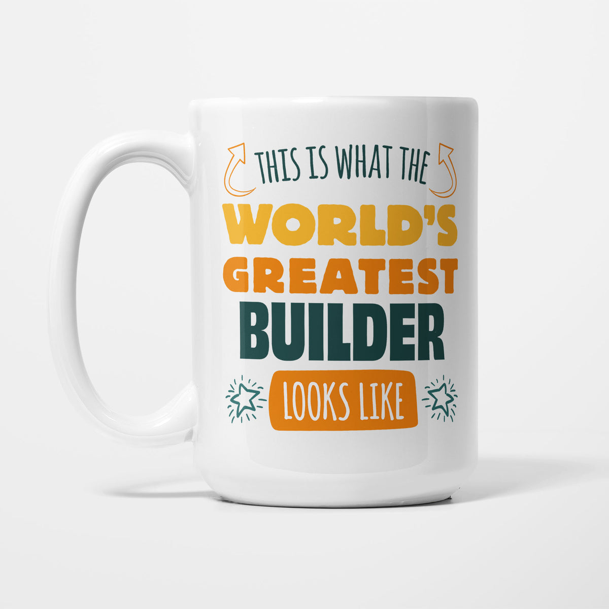 World's Greatest Builder printed on a white 15oz/425ml mug