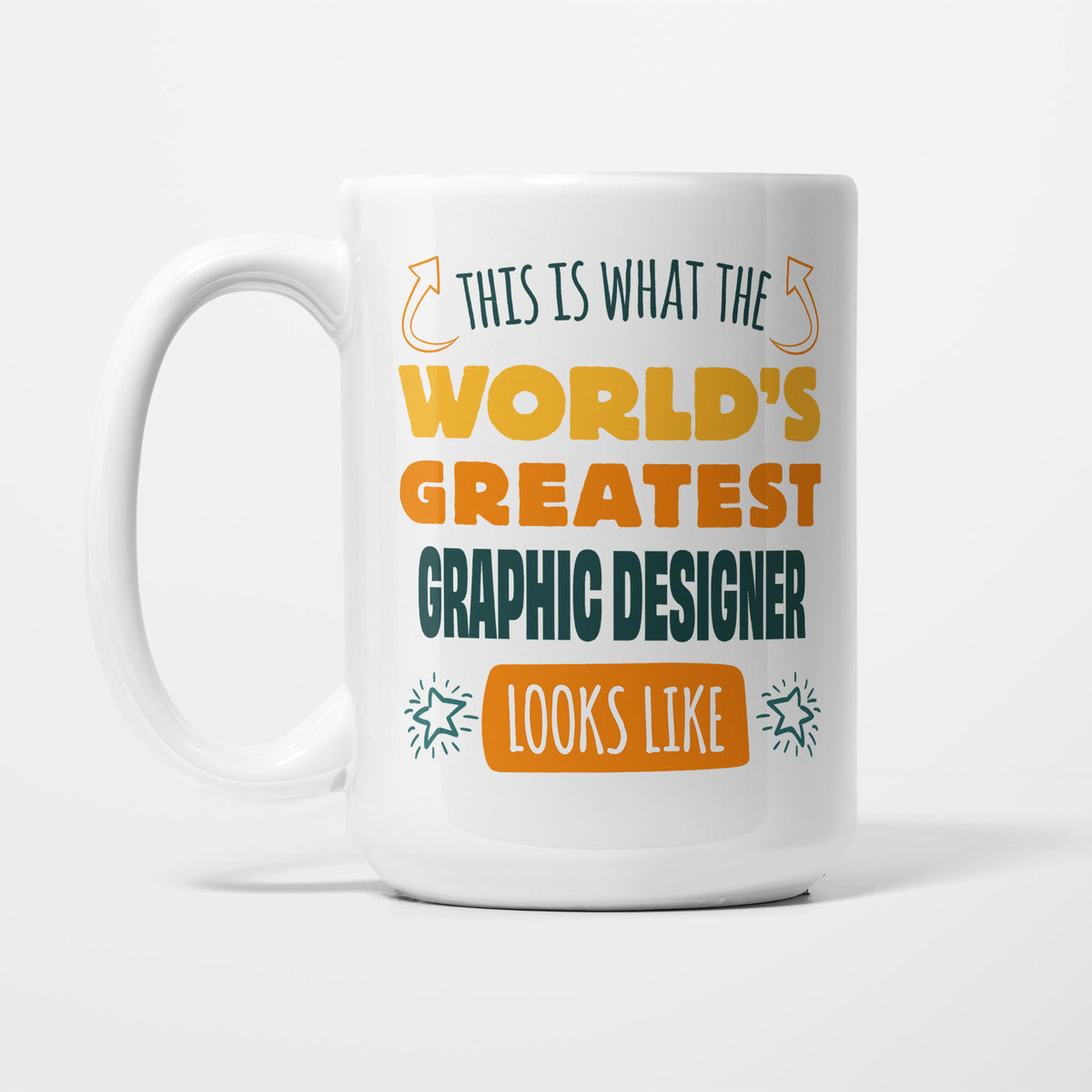 World's Greatest Graphic Designer printed on a white 15oz/425ml mug
