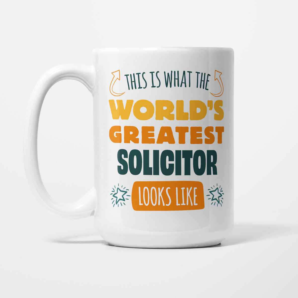 World's Greatest Solicitor printed on a white 15oz/425ml mug