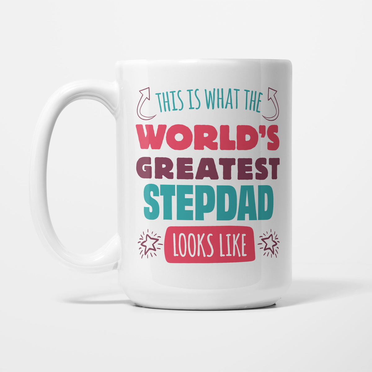 World's Greatest Stepdad printed on a white 15oz/425ml mug