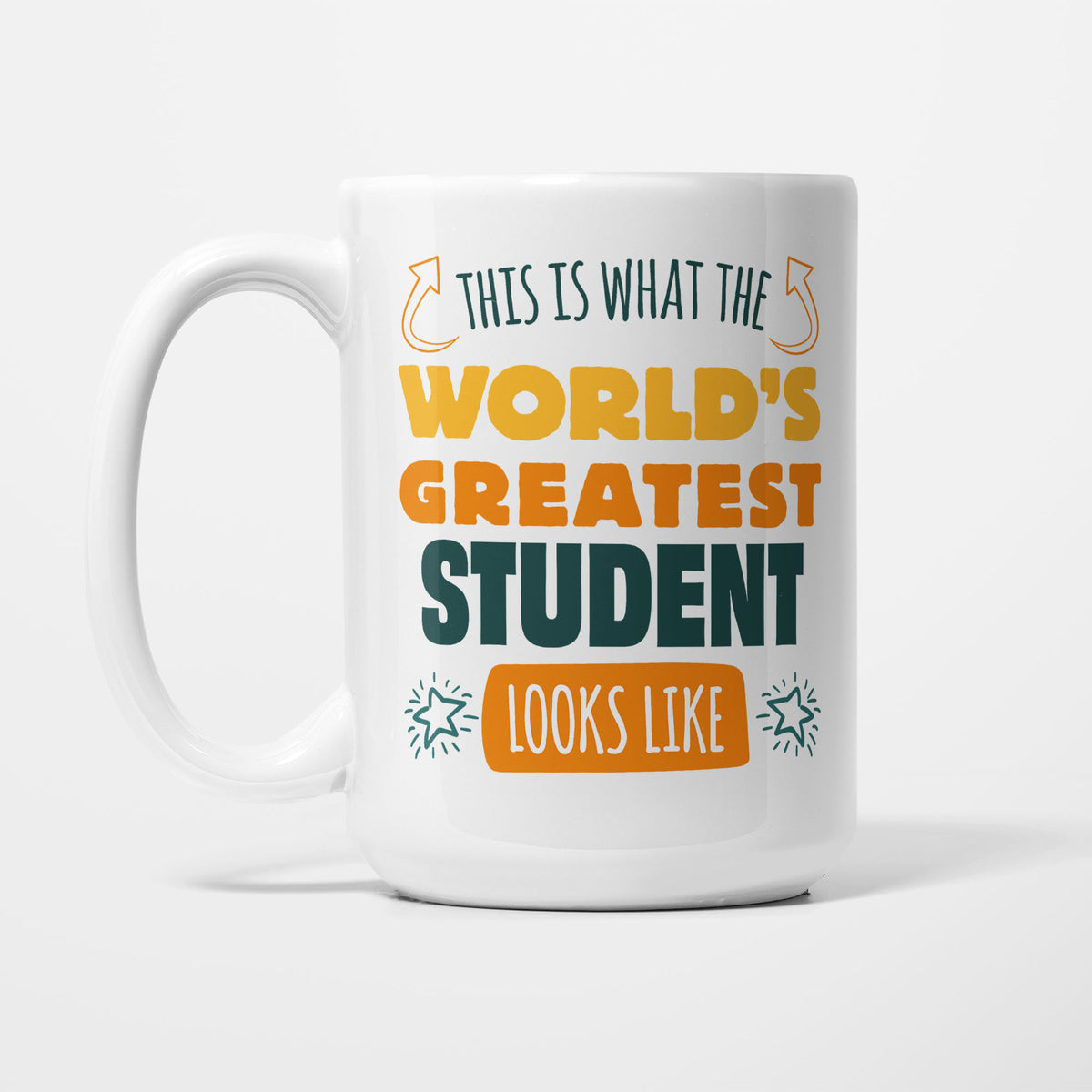 World's Greatest Student printed on a white 15oz/425ml mug