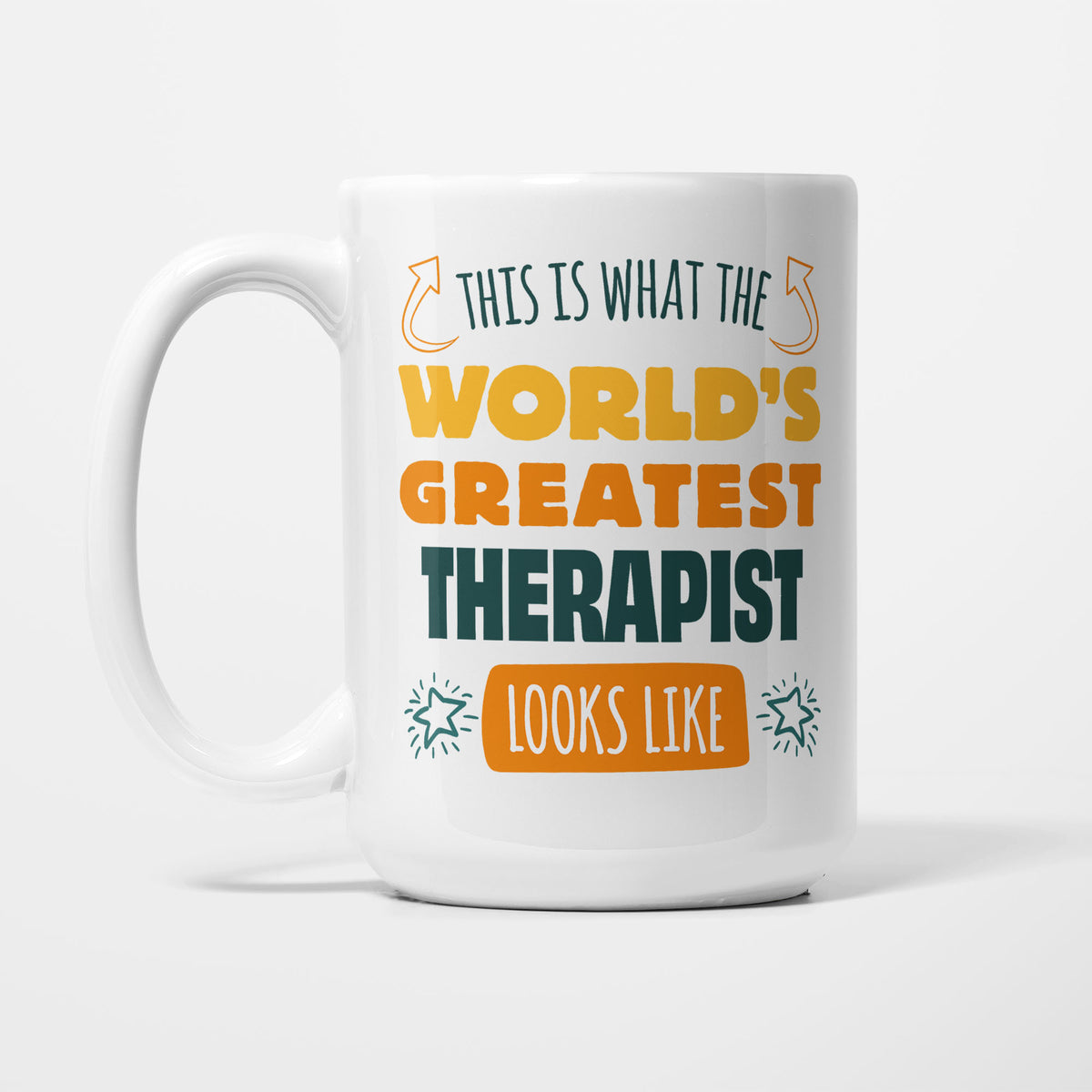 World's Greatest Therapist printed on a white 15oz/425ml mug